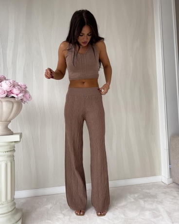 Komplet By Me dzianina Samira Mleczna czekolada Kaszmir 