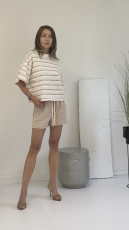 Komplet t-shirt spodenki Basic Lenoshka Beż