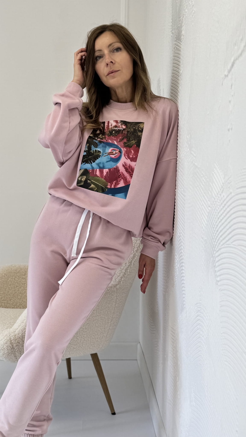 Komplet dresowy bluza  Pudrowy Róż oraz spodnie dresowe  Mille Lenoshka 