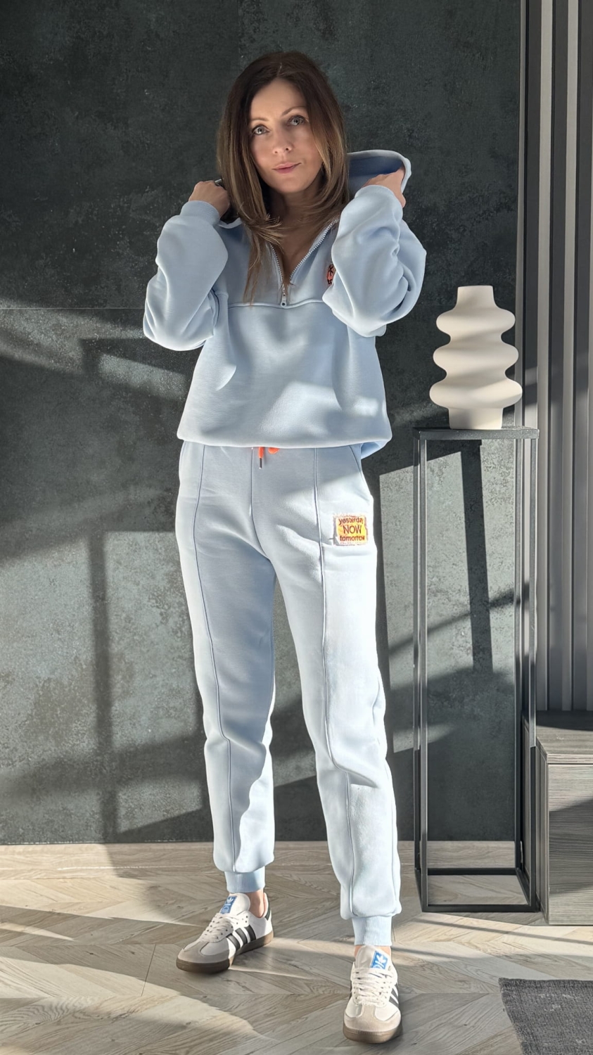 Nowość Dres  2 częściowy  ocieplany ,  bluza   spodnie dresowe NOW Błękitny 