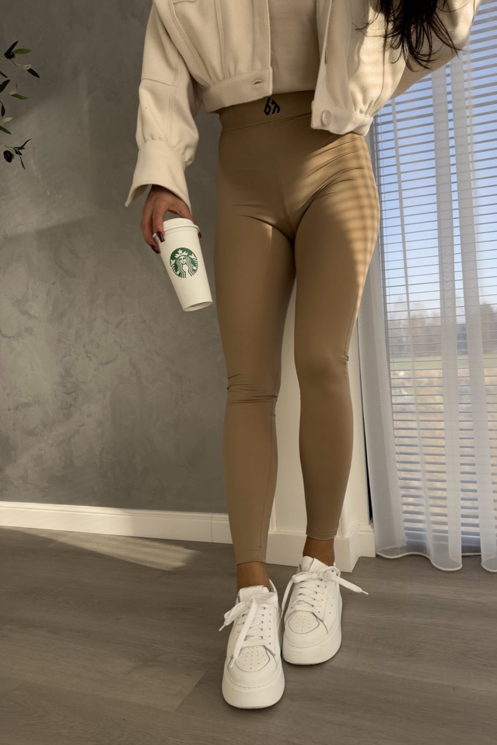 Legginsy GYM - ciemny beż By Me 