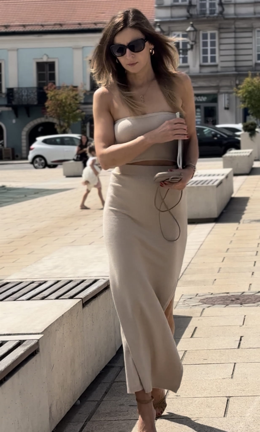 komplet dzianinowy Medusa  By Me Jasny Beż