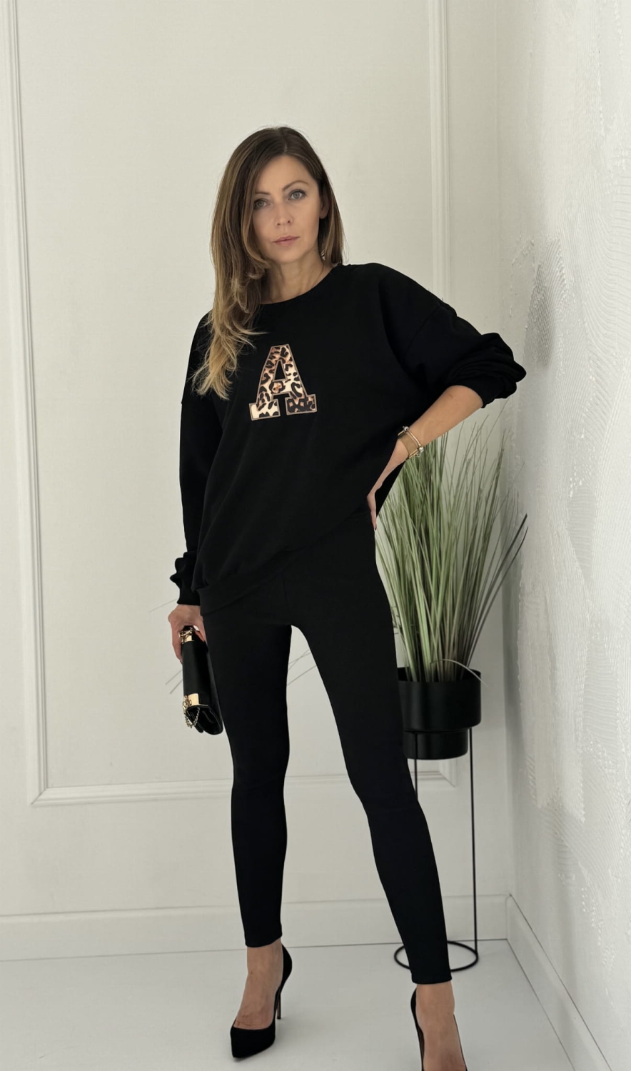  Komplet  bluza legginsy prążek Aveo czarny 