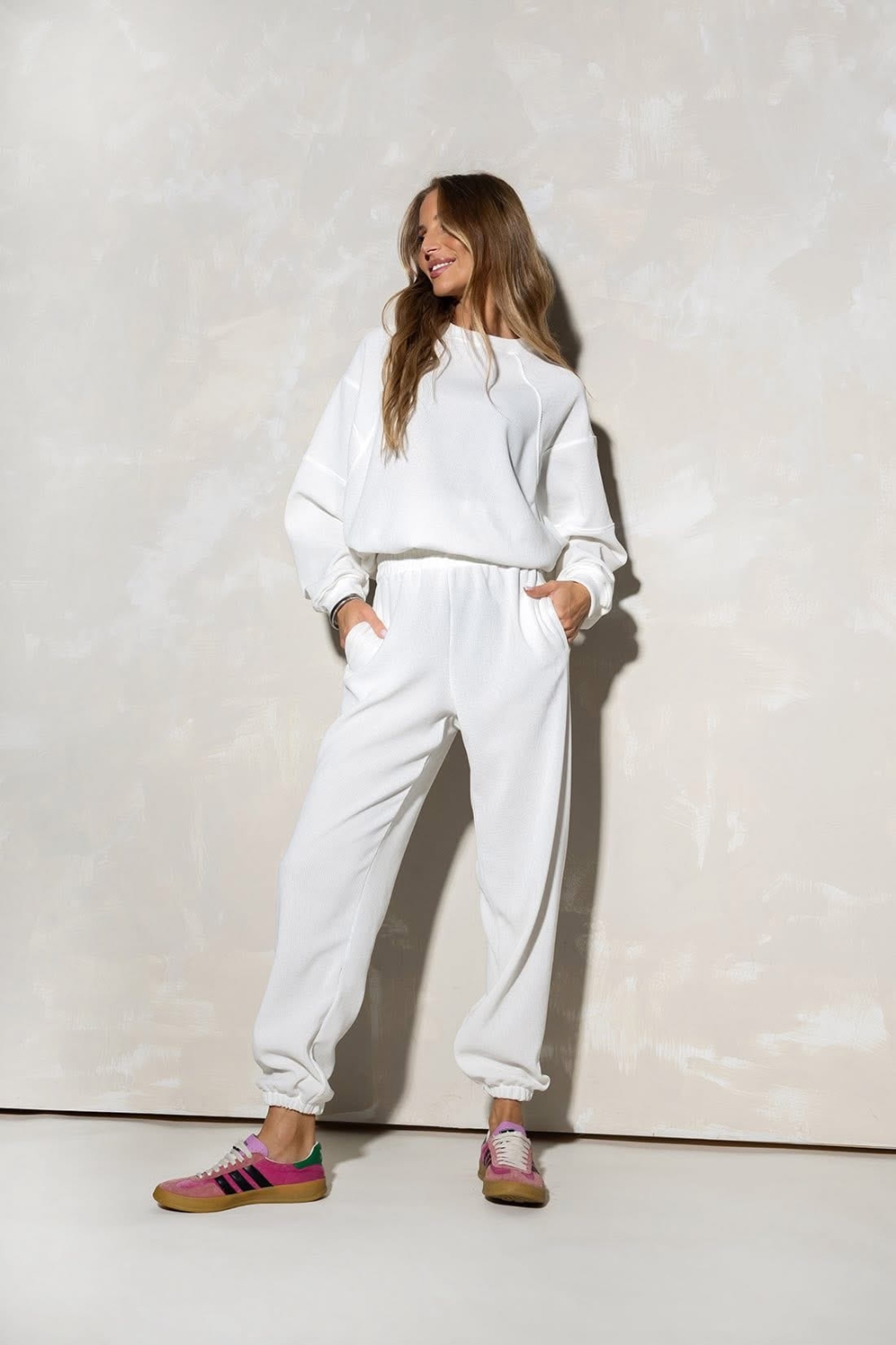  Komplet Wera  sztruks Lenoshka  Śmietankowy 