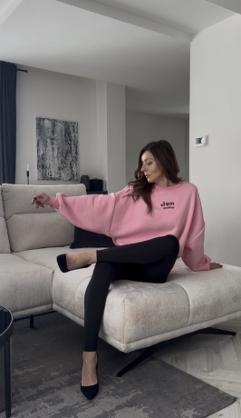 Dres 2 częściowy Bluza ocieplana z legginsami z wysokim stanem Another Barbi Róż 