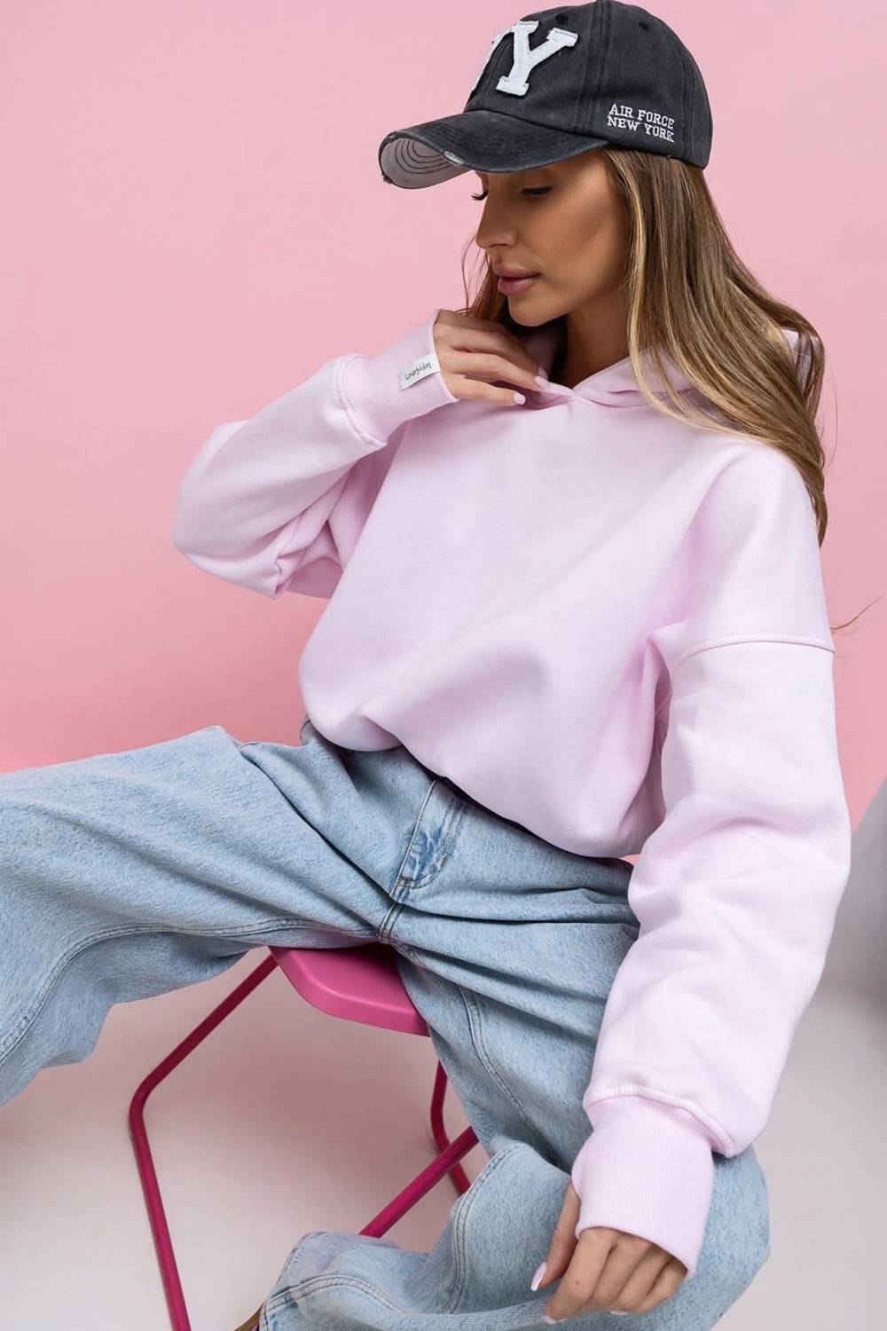 Bluza Mila ocieplana kaptur  Lenoshka  Liliowy