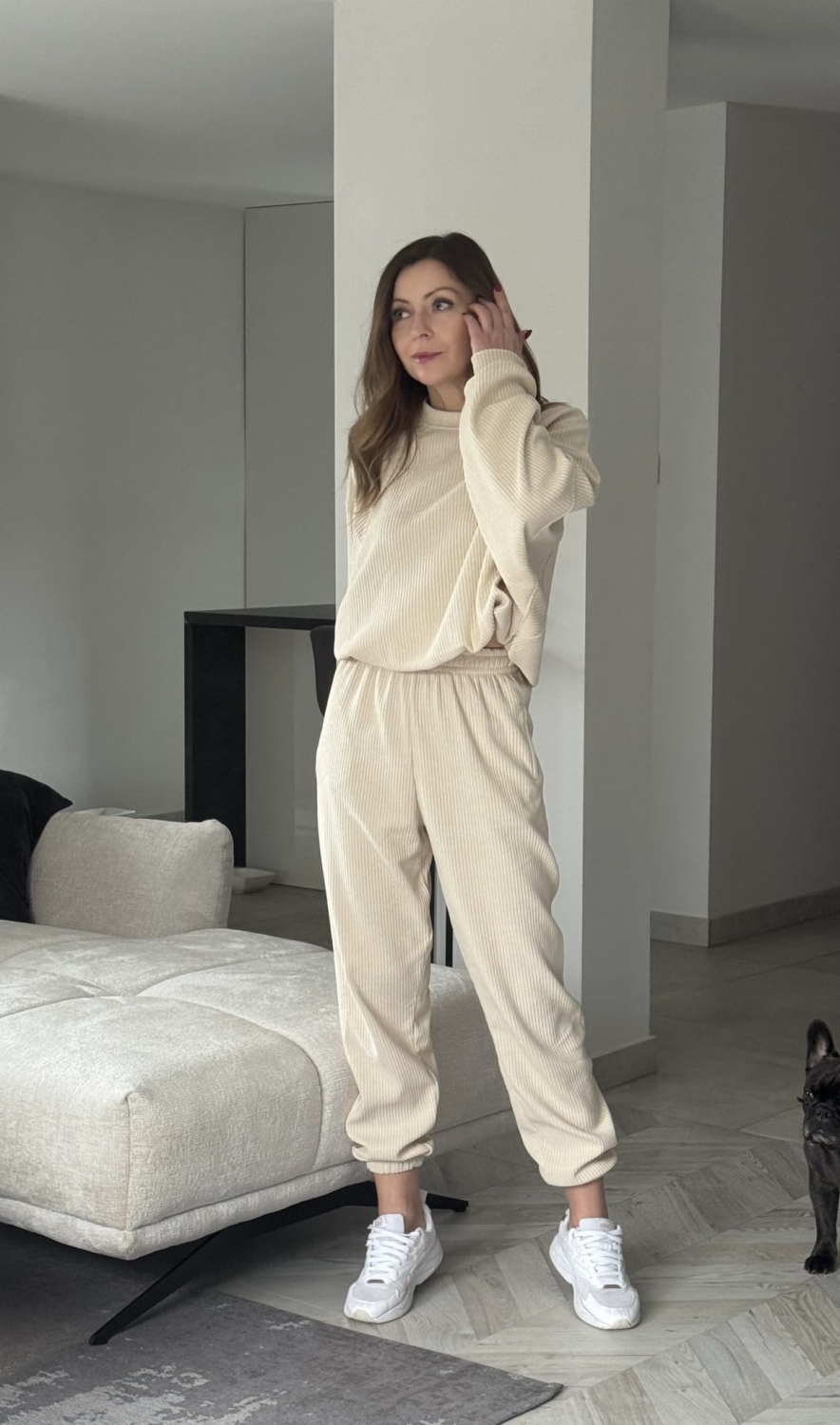 Komplet Wera  sztruksowy Lenoshka Piaskowy   