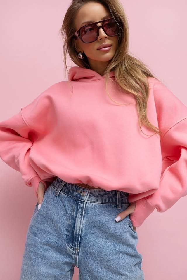 Bluza Mila ocieplana kaptur  Lenoshka  Róż koralowy 