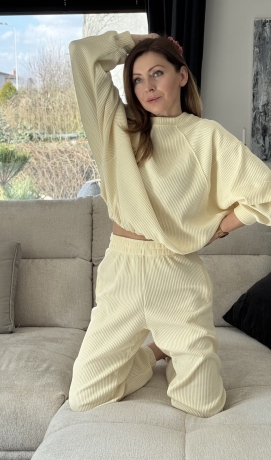  Komplet Wera  sztruksowy Lenoshka szerszy  prążek  yellow butter