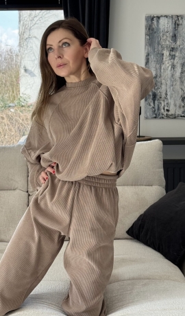  Komplet Wera  sztruksowy Lenoshka warkoczyk  Mokka 