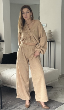 nowość  Komplet dzianinowy Lenoshka  karmel 