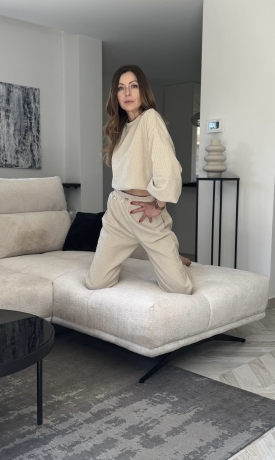  Komplet   sztruksowy By Mia Brudny beż 